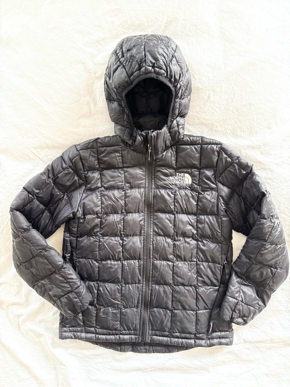 The North Face Kids Gray Quilted Puffer Jacket with Hood